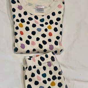 Hanna Andersson White Pajama Set with Black, Pink, Purple, Teal, Mustard Dots